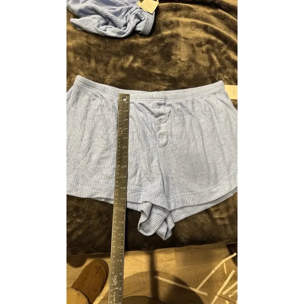 Auden Sleepwear Cozy Ribbed Shorts Blue ,Women’s Size Large New - Picture 6 of 8